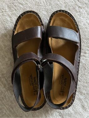 Naot Brown Karenna Leather Two-Strap Sandals